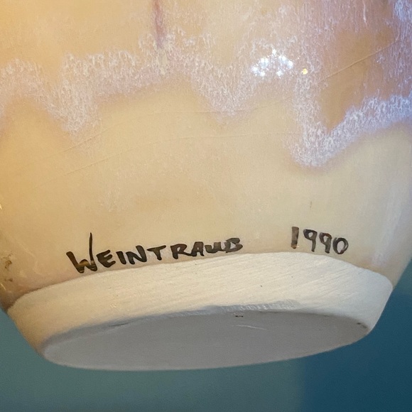 Vintage ED WEINTRAUB ONE OF A KIND ORIGINAL SIGNED 7” VASE With Gold Detailing - Picture 5 of 10